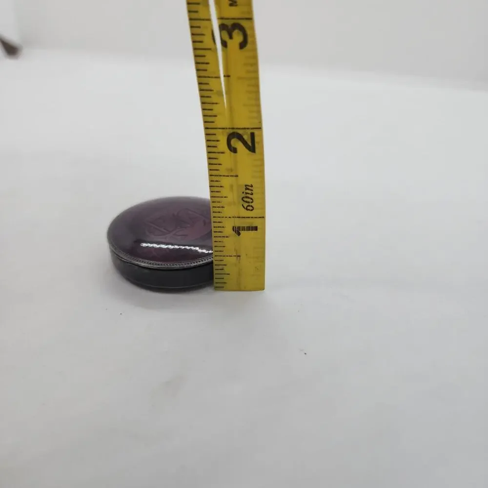 Vintage Elgin American Sterling Silver Guilloche Compact Purple Enamel Monogram